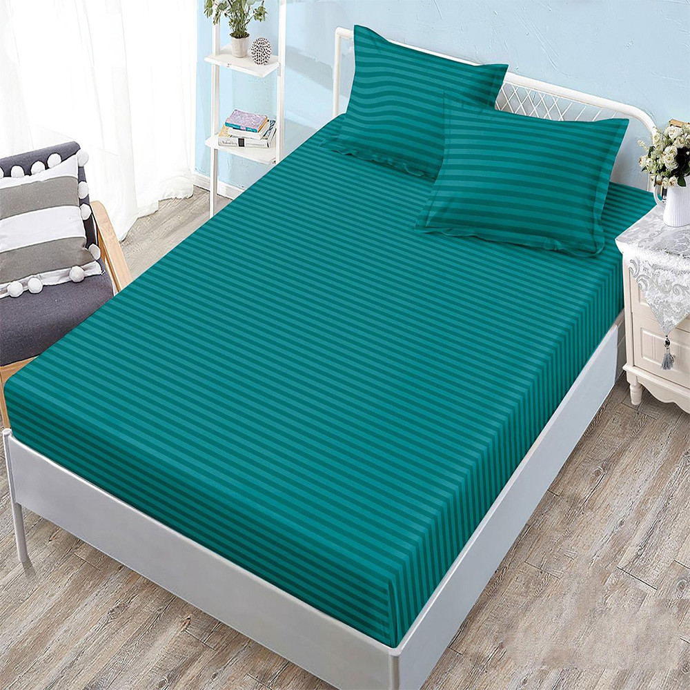 Едноцветен долен чаршаф с ластик и две калъфки (за матрак от 160x200 до 180x200) , 3 части - Модел S18236